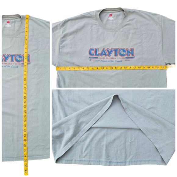Clayton, NC Tee Size XL Light Sage Green Short Sleeve Tshirt Graphic Print - Picture 7 of 9